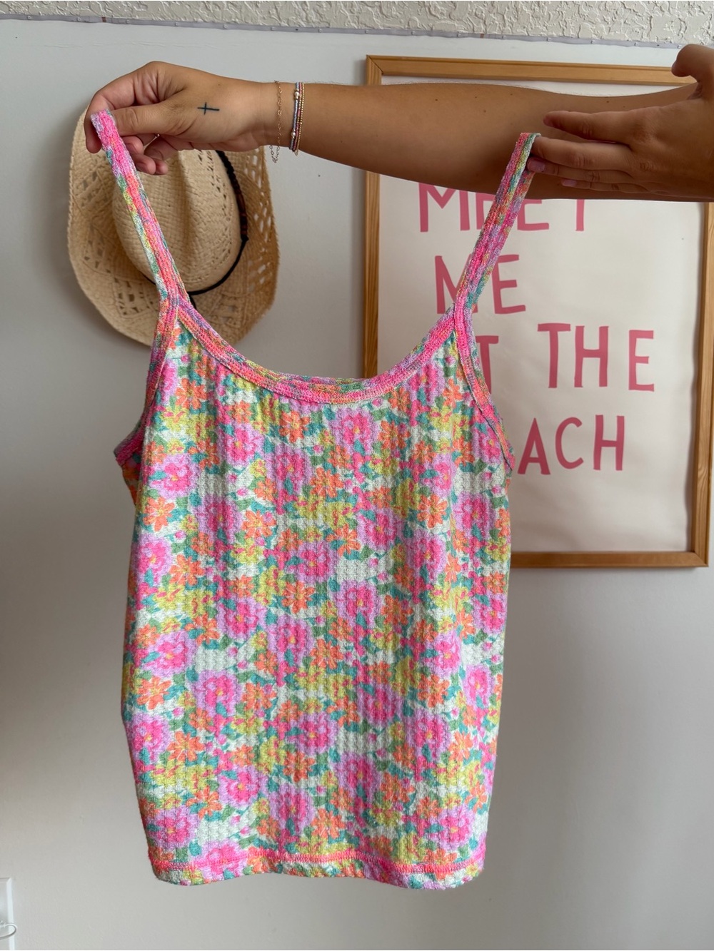 NATURAL LIFE Pink Multi Floral Knit Tank One-Piece